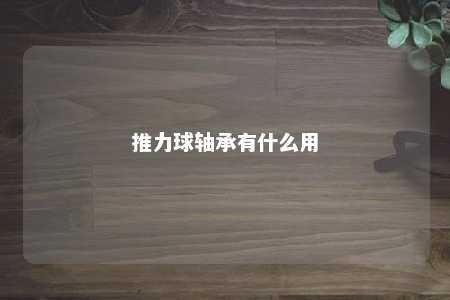 推力球轴承有什么用 